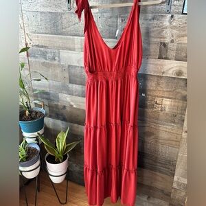 SHEIN Red Tiered Maxi Dress